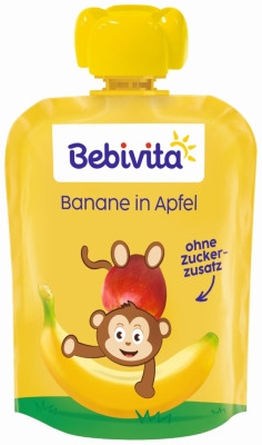 Плодова закуска Bebivita - Банан и ябълка, 90 g