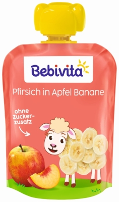 Плодова закуска Bebivita - Ябълка, банан и праскова, 90 g