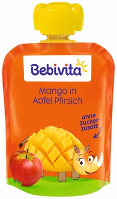 Плодова закуска Bebivita - Ябълка, праскова и манго, 90 g