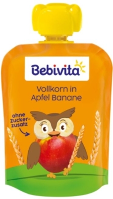 Плодова закуска Bebivita - Пълнозърнеста шпелта с ябълка и банан, 90 g