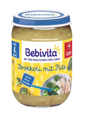 Био пюре Bebivita - Броколи с пуешко месо, 190 g
