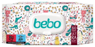 Влажни кърпички Бебо - Ultra Soft, 80 броя