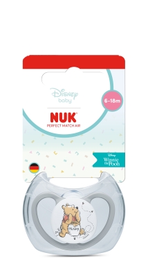 Силиконова залъгалка NUK - Perfect Match Air, Мечо Пух, 6-18 m