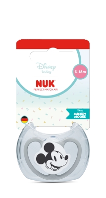 Силиконова залъгалка NUK - Perfect Match Air, Mickey Mouse, Сива, 6-18 m