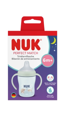 Чаша със силиконов накрайник NUK - Perfect Match, Glow in the Dark, 150 ml, 6+ m, Коала