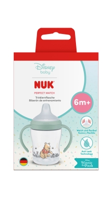 Чаша със силиконов накрайник за сок NUK - Perfect Match, 150 ml, 6+ m, Disney, Мечо Пух