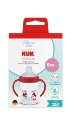 Чаша със силиконов накрайник за сок NUK - Perfect Match, 150 ml, 6+ m, Minnie Mouse