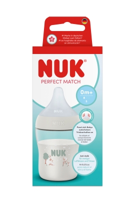 Шише със силиконов биберон NUK - Perfect Match, 150 ml, размер S, Овчица
