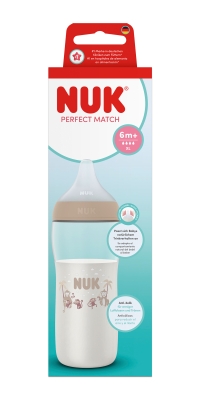 Шише със силиконов биберон NUK - Perfect Match, 360 ml, размер XL, Маймуна