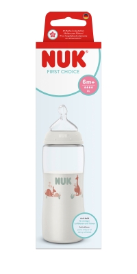 Шише със силиконов биберон Nuk - First Choice, Temperature control, 360 ml, размер XL, Кенгуру