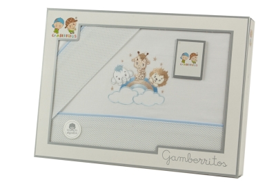 Комплект летни чаршафи от 3 части Gamberritos - Животни, 60 x 120 cm, син