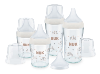 Комплект стъклени шишета Nuk - Perfect Match, 5 части, Дъга