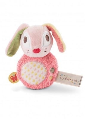 Играчка за хващане с дрънкалка Nici - Заекът Хопсали, 12 cm