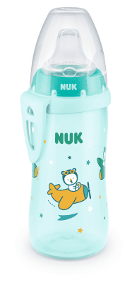 Чаша със силиконов накрайник NUK - Active Cup, 300 ml, 12+ месеца, Синя