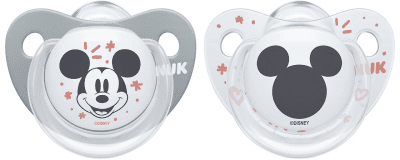 Силиконови залъгалки NUK - Mickey, 0-6 месеца, 2 броя