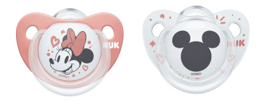 Силиконови залъгалки NUK - Mickey, 0-6 месеца, 2 броя