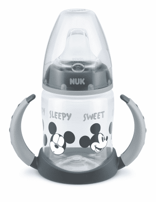 Чаша със силиконов накрайник за сок NUK - First Choice, Mickey, TC, 150 ml, Сива