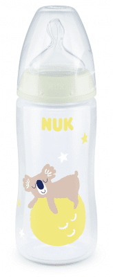 Шише със силиконов биберон NUK - First Choice, Night, Коала, TC, 6-18 месеца
