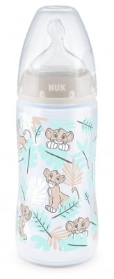 Шише със силиконов биберон NUK - First Choice, Lion King, TC, 300 ml, 6-18 месеца