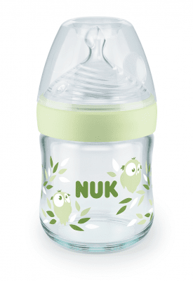 Стъклено шише NUK Nature Sense - TC, Softer, 0+ месеца, 120 ml, Зелено