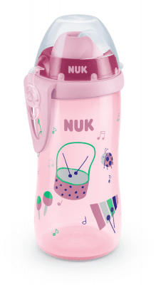 Чаша със сламка Nuk - Flexi Cup, 12м+, 300 ml, розова