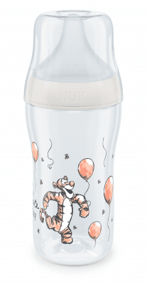 Шише със силиконов биберон NUK - Perfect Match, 260 ml, размер M, Тигър