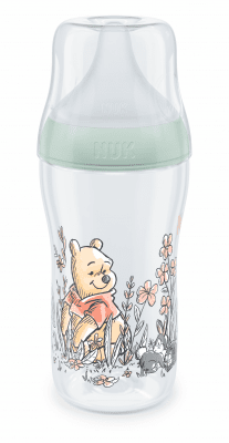 Шише със силиконов биберон NUK - Perfect Match, 260 ml, размер M, Мечо Пух