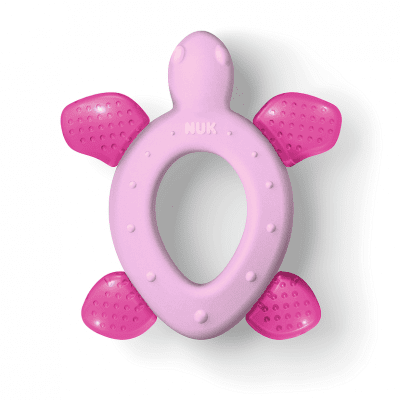 Охлаждаща чесалка за зъби NUK - Костенурка, 3 m+, Розова