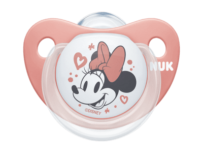 Силиконова залъгалка NUK - Mickey, 0-6 месeца, Червена