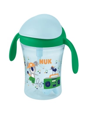 Неразливаща чаша със сламка NUK - Motion Cup, 230 ml, зелена