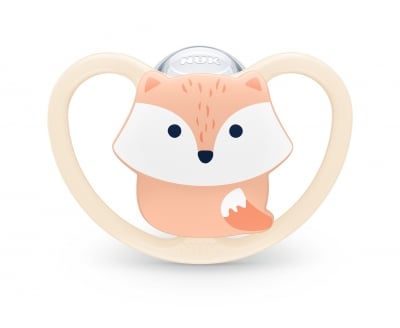 Силиконова залъгалка NUK - Space, Лисица, 0-6 месеца + кутийка