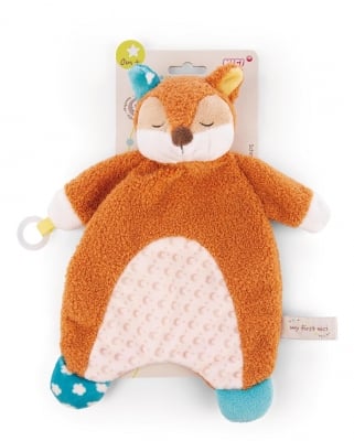 Мека кърпичка за гушкане с ринг за залъгалка NICI - Лисицата Финни, 25 х 25 cm