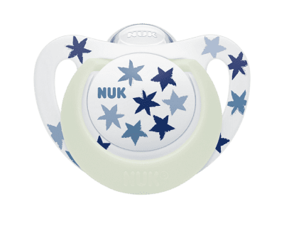 Залъгалка NUK - Star Night, силикон 6-18 месеца, сини звезди + кутийка