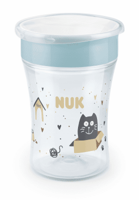 Чаша NUK - Magic Cup,  Cat & Dog 230 ml, 8+ месеца, Синя