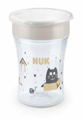 Чаша NUK - Magic Cup,  Cat & Dog 230 ml, 8+ месеца, Бежова