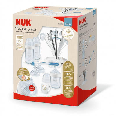 Сет стъклени шишета NUK - Nature Sense, Premium Softer