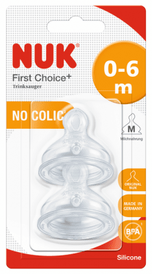 Силиконови биберони NUK First Choice - размер M, 0-6 месеца, 2 броя