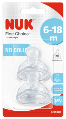 Силиконови биберони NUK First Choice - Размер M, 6-18 месеца, 2 броя