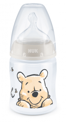 Шише със силиконов биберон NUK - First Choice, Disney, TC, 150 ml, 0-6 месеца, Бежово