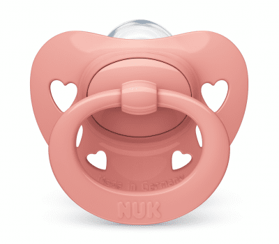 Силиконова залъгалка NUK - Signature, 0-6 m, Розова + кутийка за съхранение и стерилизация