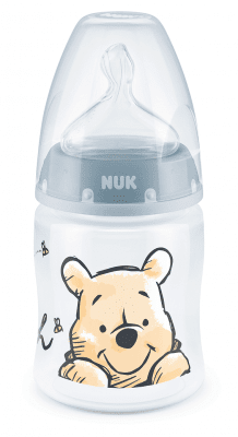 Шише със силиконов биберон NUK - First Choice, Disney, TC, 150 ml, 0-6 месеца, Синьо