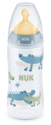 Шише с каучуков биберон NUK - First Choice, TC, 300 ml, Синьо