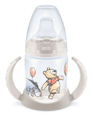 Чаша със силиконов накрайник за сок NUK - First Choice, Disney, Мечо Пух и Йори, TC, 150 ml, Бежова