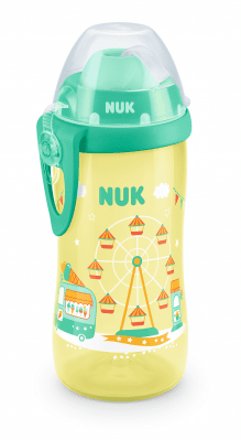 Чаша със сламка Nuk - Flexi Cup, 12м+, 300 ml, жълта