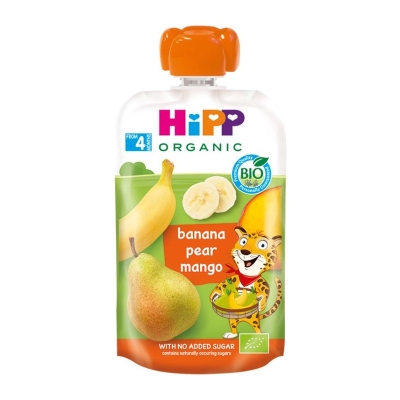 Био плодова закуска Hipp Hippis - Банан, круша и манго, 100 g