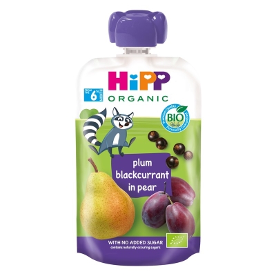 Био плодова закуска Hipp Hippis - Слива, касис и круша, 100 g