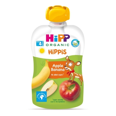 Био плодова закуска Hipp Hippis - Ябълка и банан, 100 g