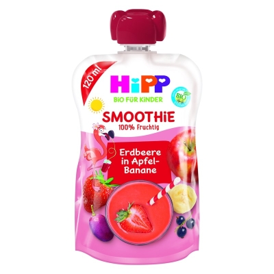 Био плодово смути Hipp Hippis - Ябълка, банан и червени плодове, 120 g