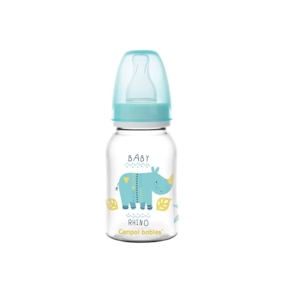 Бебешко шише Canpol - Transparent, 120 ml, Синьо