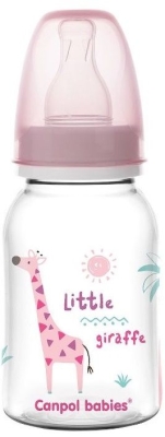 Бебешко шише Canpol - Transparent, 120 ml, Розово
